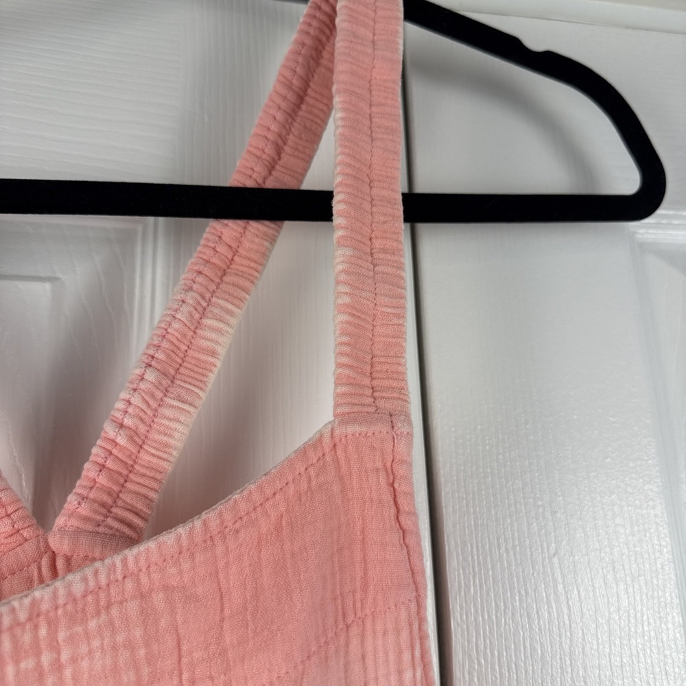 Zenana Coral Washed Double Gauze Wide Leg Overalls Size Large NWOT BOHO - Picture 7 of 12